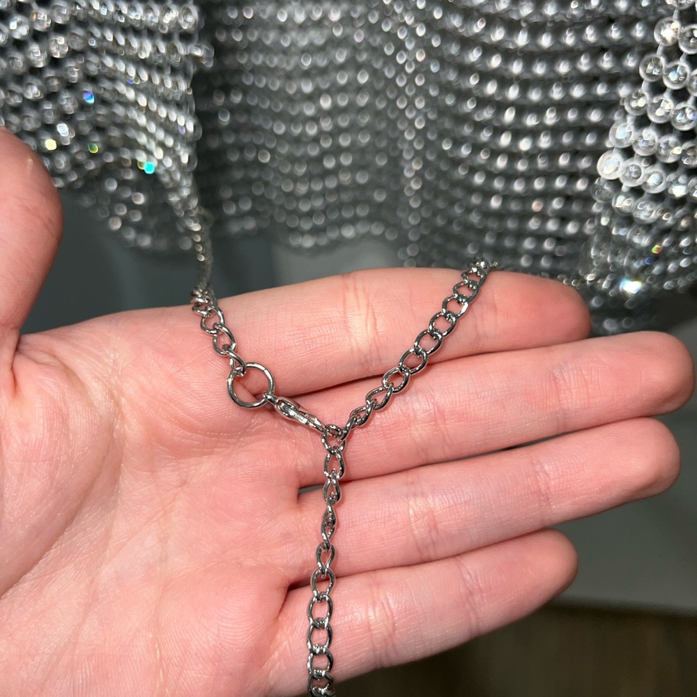 Zara Silver Rhinestone Embellished Women's Top - Picture 5 of 6